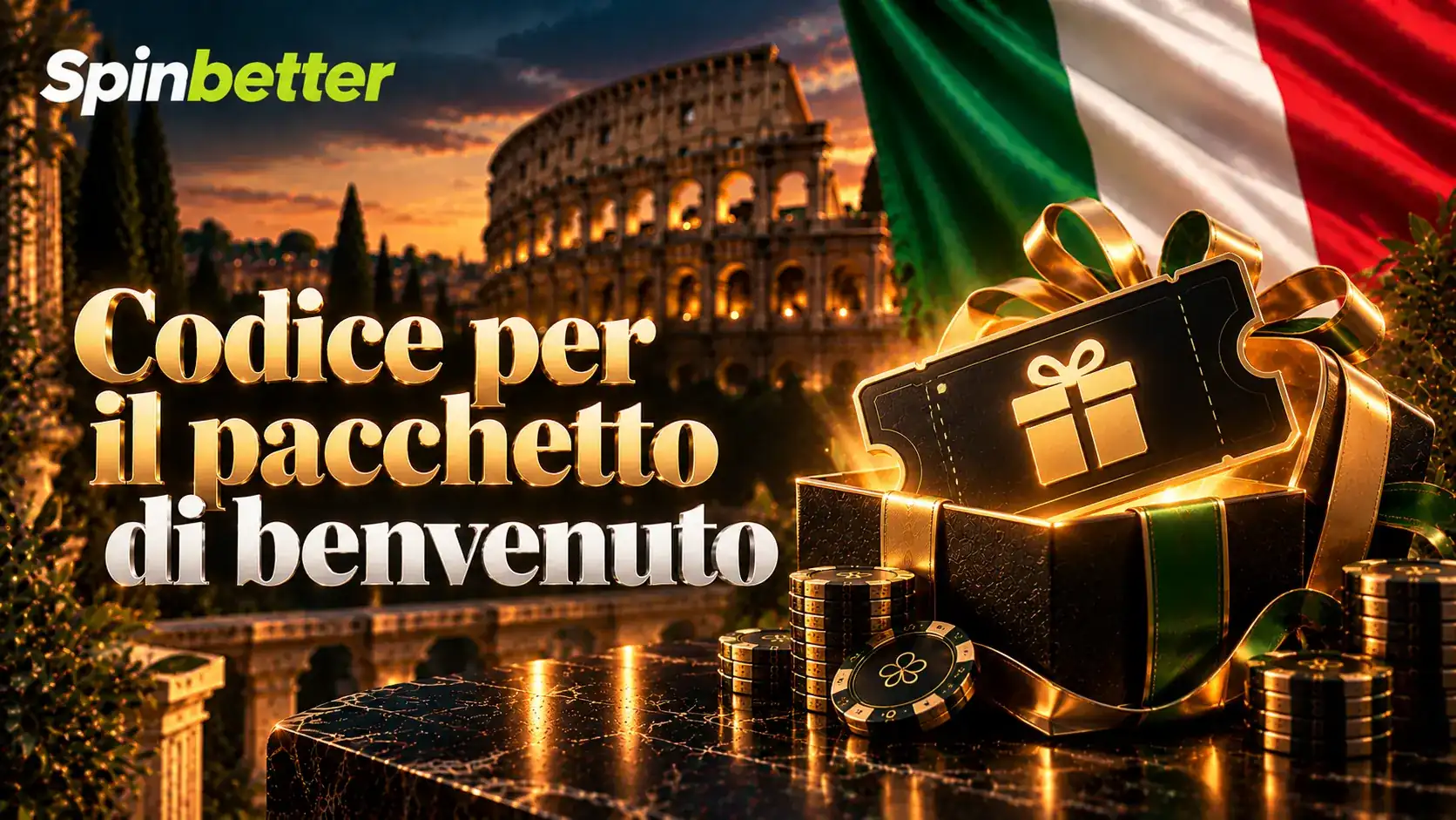 Banner sul codice per il pacchetto di benvenuto con confezione regalo