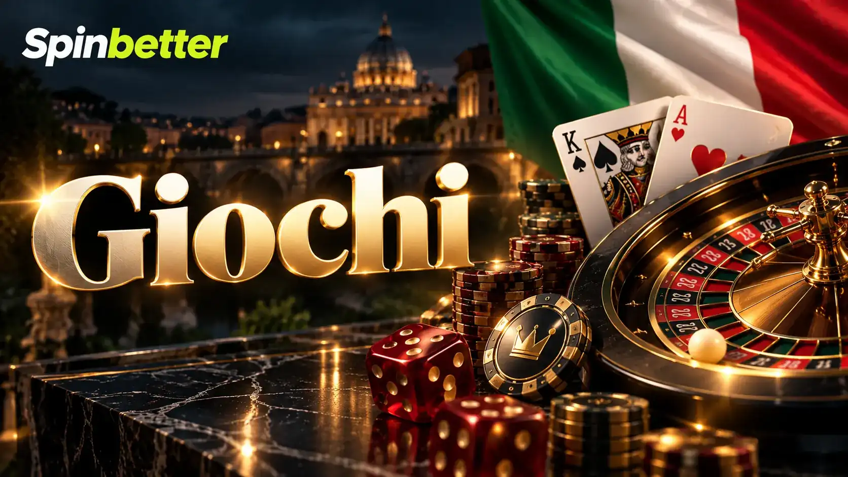 Banner della sezione giochi con slot, roulette e carte