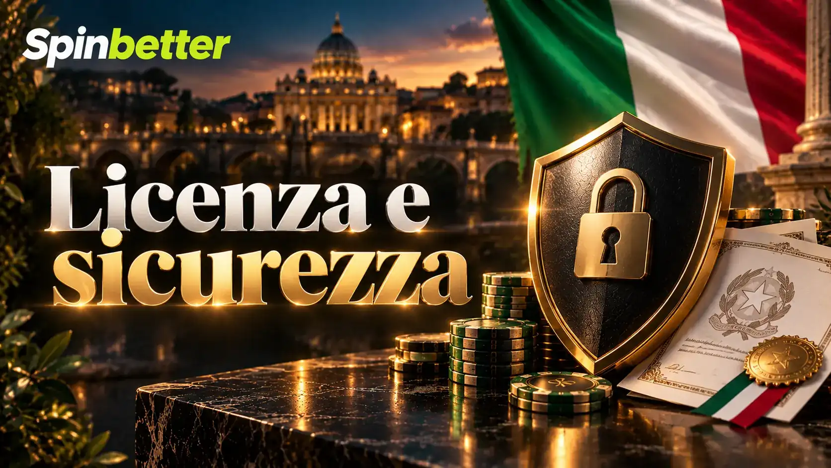 Banner su licenza e sicurezza con lucchetto e certificato